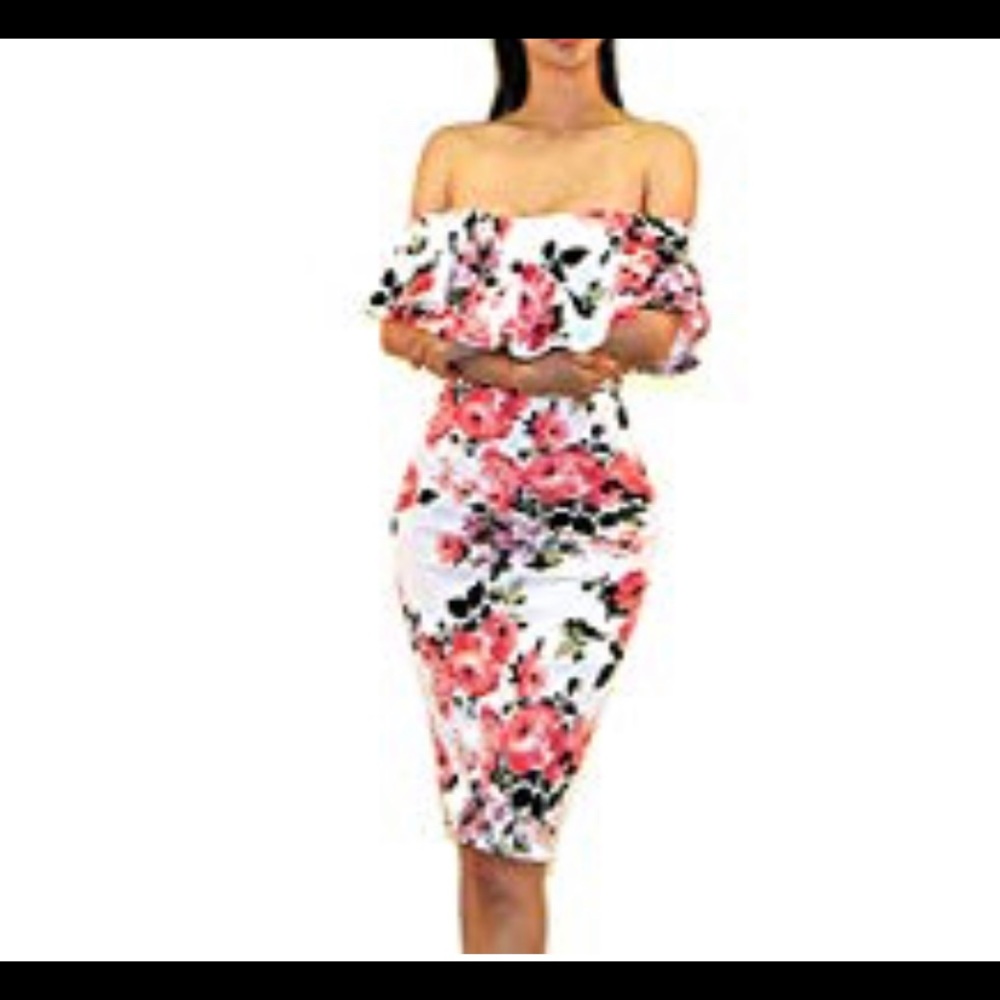 Off the shoulder ruffle bodycon dress - Picture 2 of 2